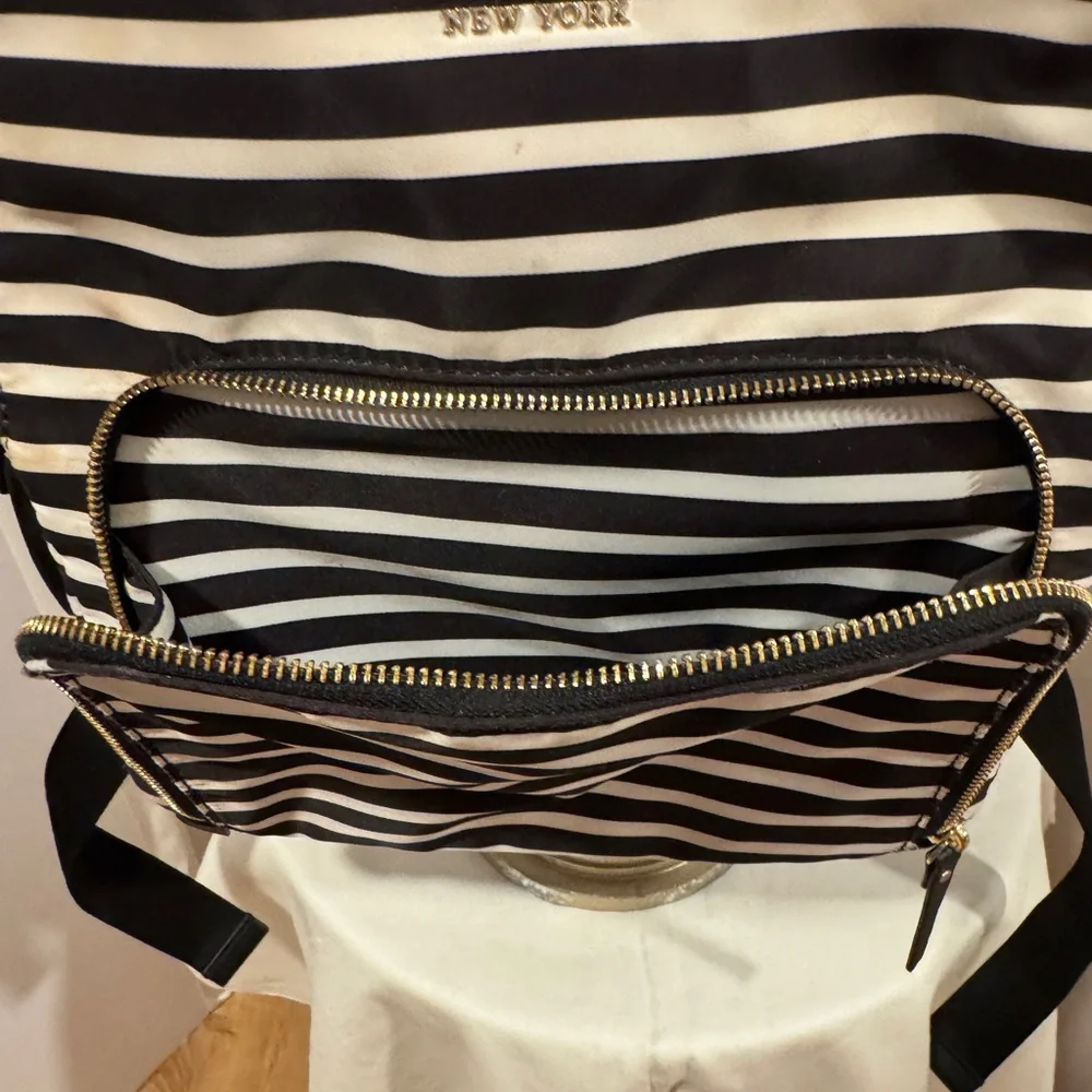 Kate Spade Black and white striped back pack